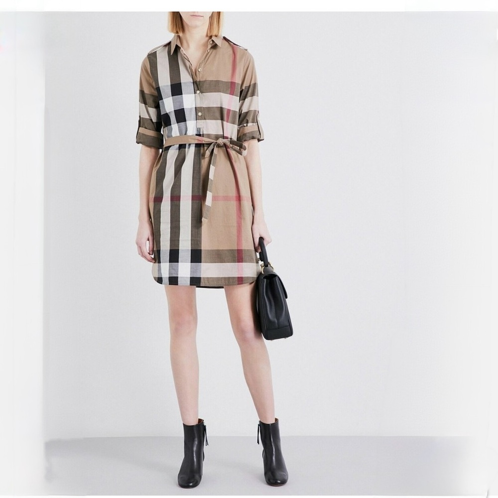 Burberry Checkered Mini Dress - Brown, Black, White